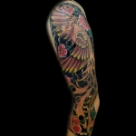 neotrad phoenix couleur  tattoo dermographink chambery tatouage sleeve