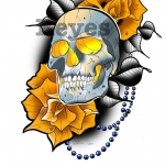 skull crane newschool tatouage dessin  neotraditional